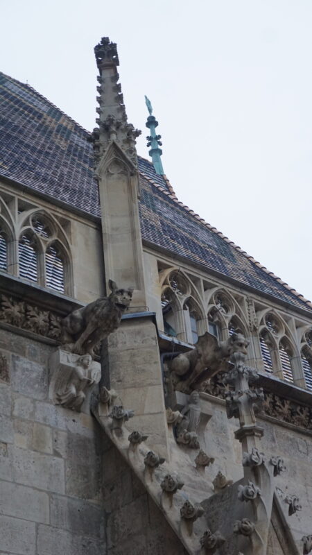 Fassade / Giebel Maßwerk mit Kreuzblume/ Wasserspeier · Rechte: Archiv der Dombauhütte St.Stephan