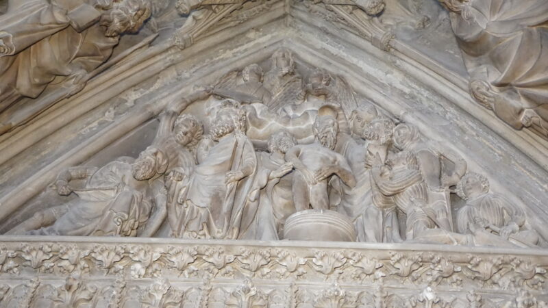 Tympanon Oberes Register: Taufe und Martyrium · Rechte: Archiv der Dombauhütte St.Stephan
